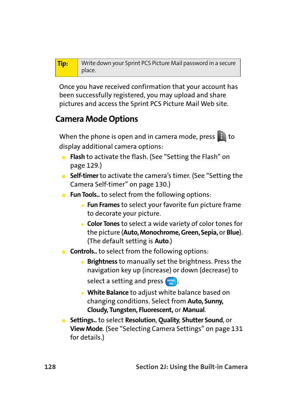 Camera mode options | TOA Electronics Sprint Power Vision A920 User Manual | Page 152 / 272