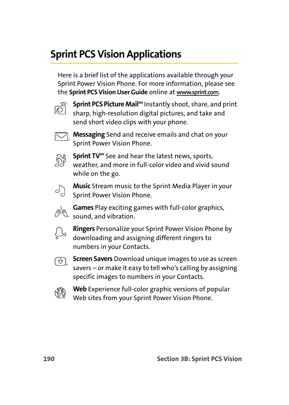 Sprint pcs vision applications | TOA Electronics Sprint Power Vision A920 User Manual | Page 214 / 272