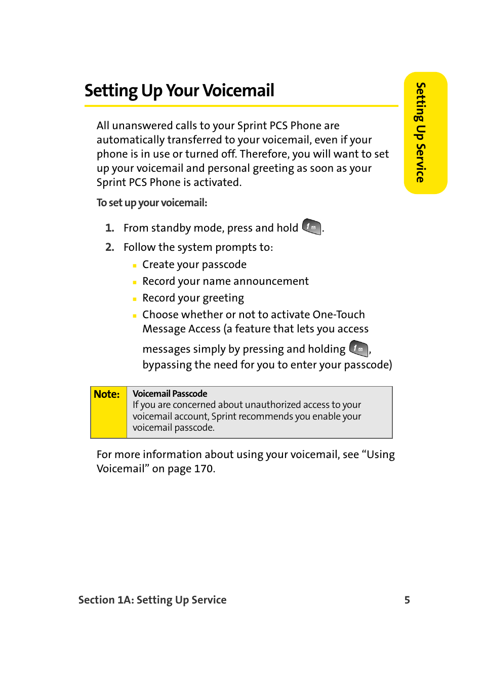 Setting up your voicemail | TOA Electronics Sprint Power Vision A920 User Manual | Page 29 / 272