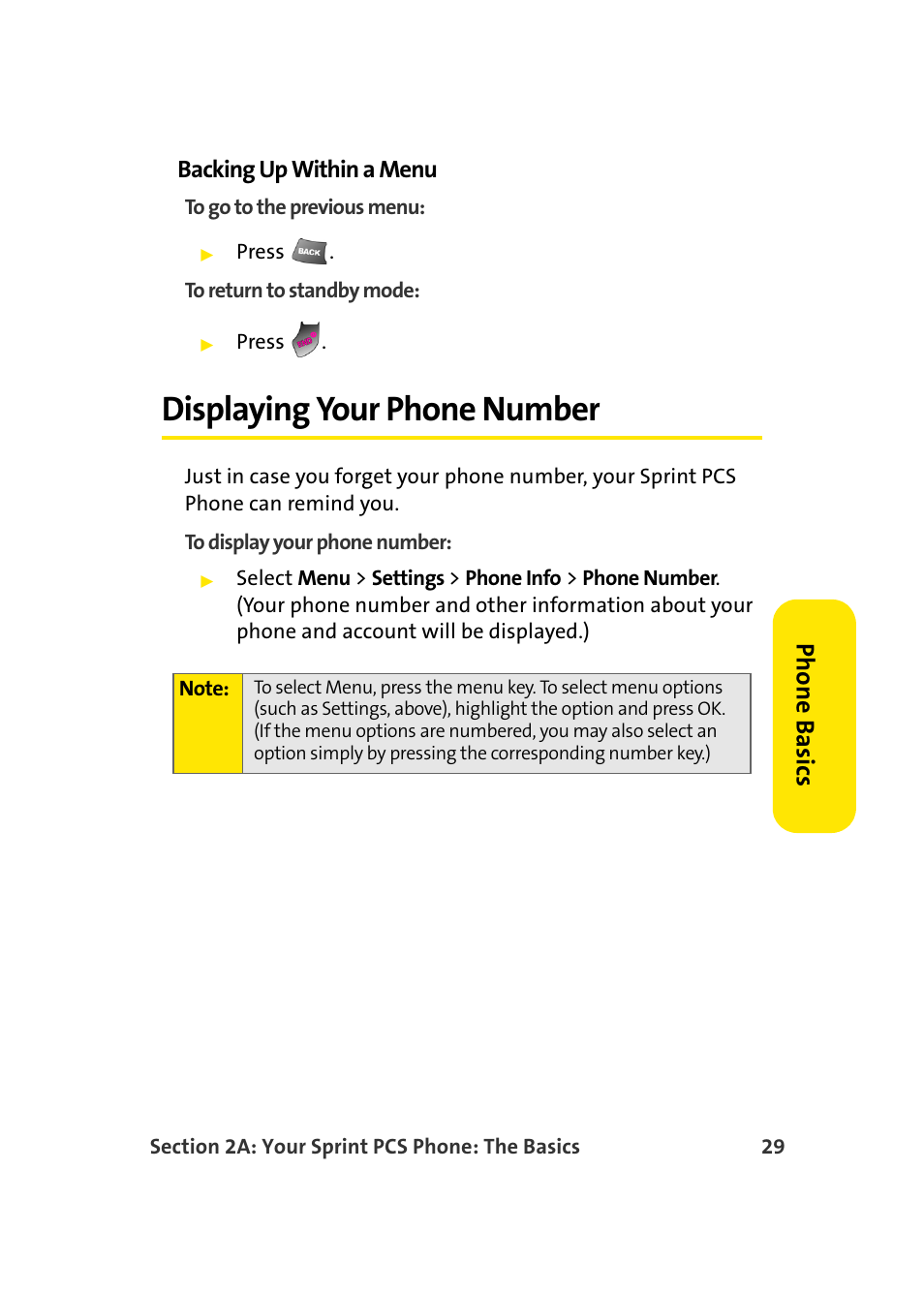 Displaying your phone number, Pho n e ba sics | TOA Electronics Sprint Power Vision A920 User Manual | Page 53 / 272