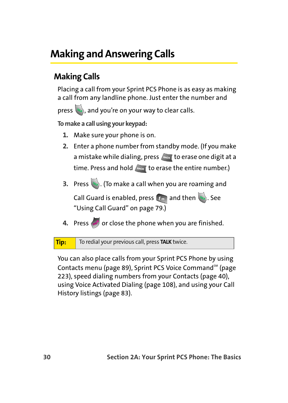 Making and answering calls, Making calls | TOA Electronics Sprint Power Vision A920 User Manual | Page 54 / 272