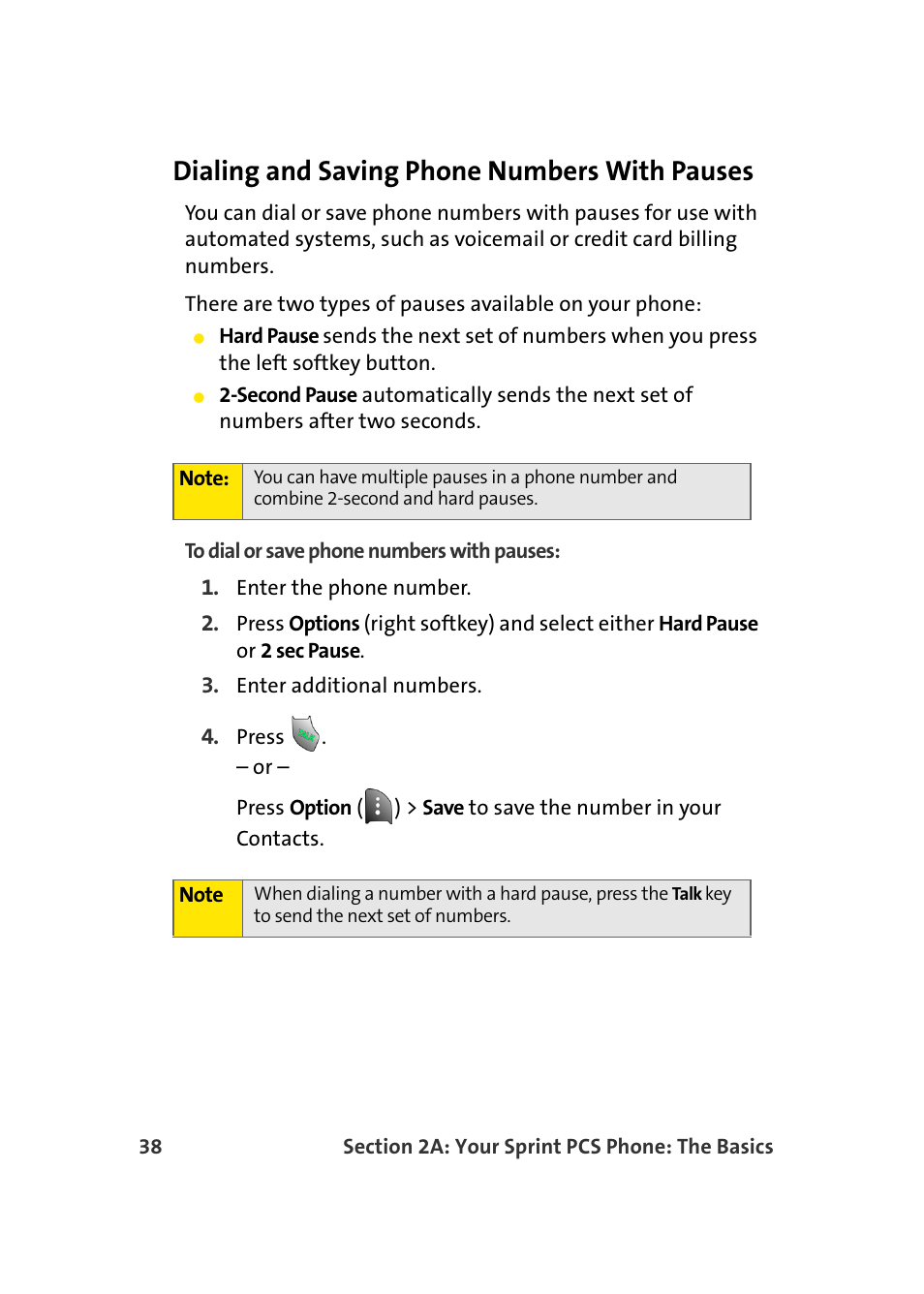 Dialing and saving phone numbers with pauses | TOA Electronics Sprint Power Vision A920 User Manual | Page 62 / 272