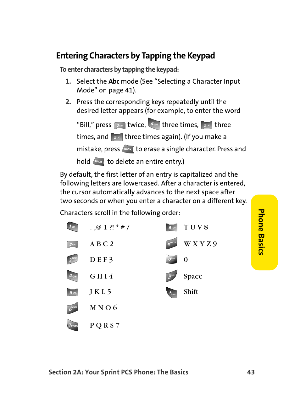 Entering characters by tapping the keypad | TOA Electronics Sprint Power Vision A920 User Manual | Page 67 / 272
