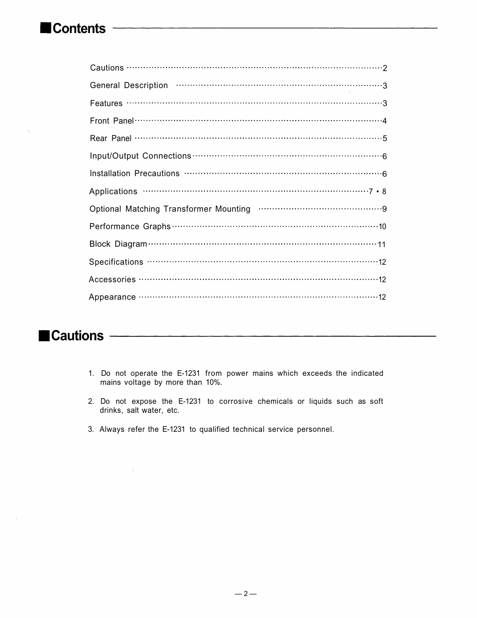 TOA Electronics 1000 Series User Manual | Page 2 / 12