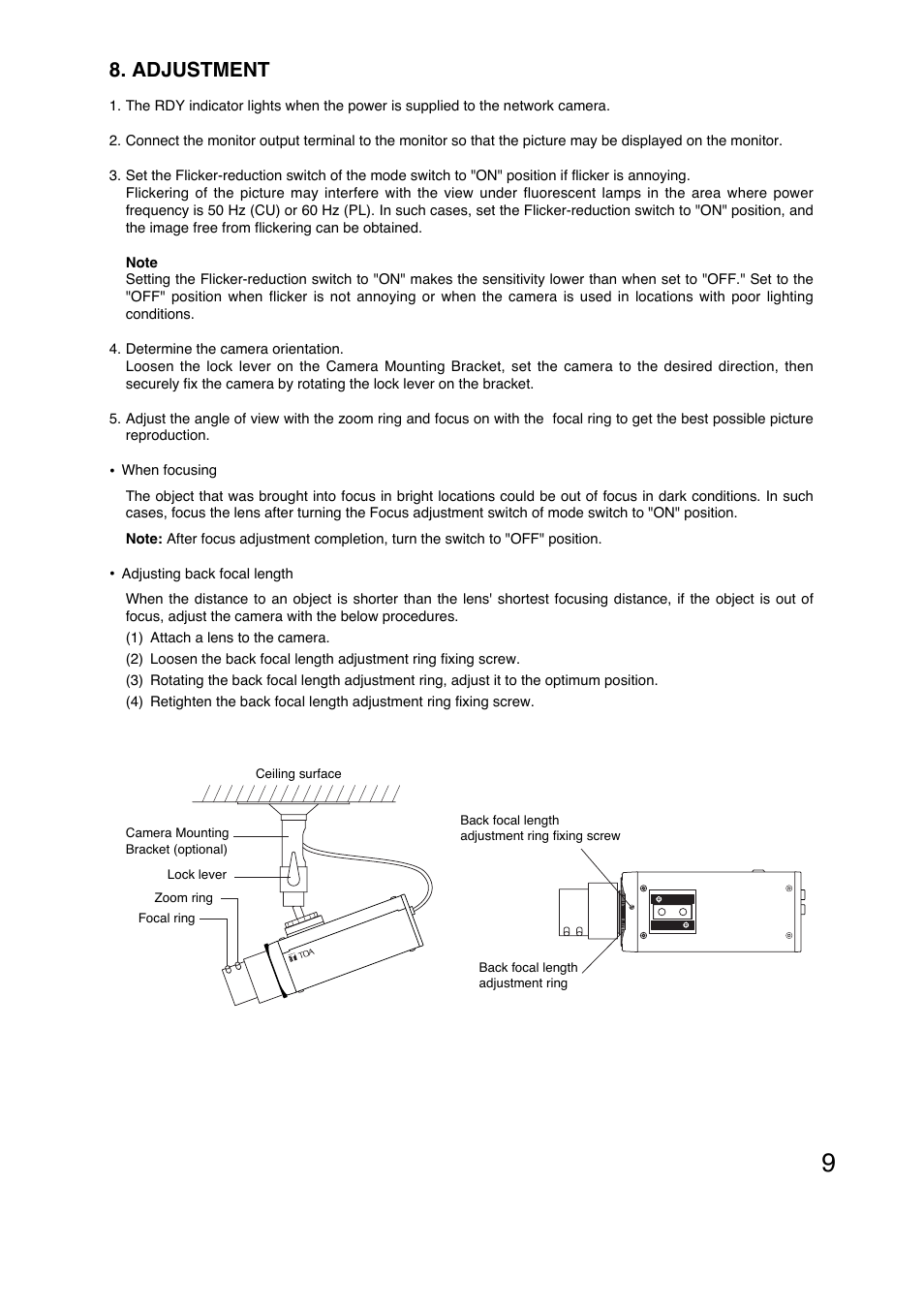 Adjustment | TOA Electronics N-CC2360 User Manual | Page 9 / 20