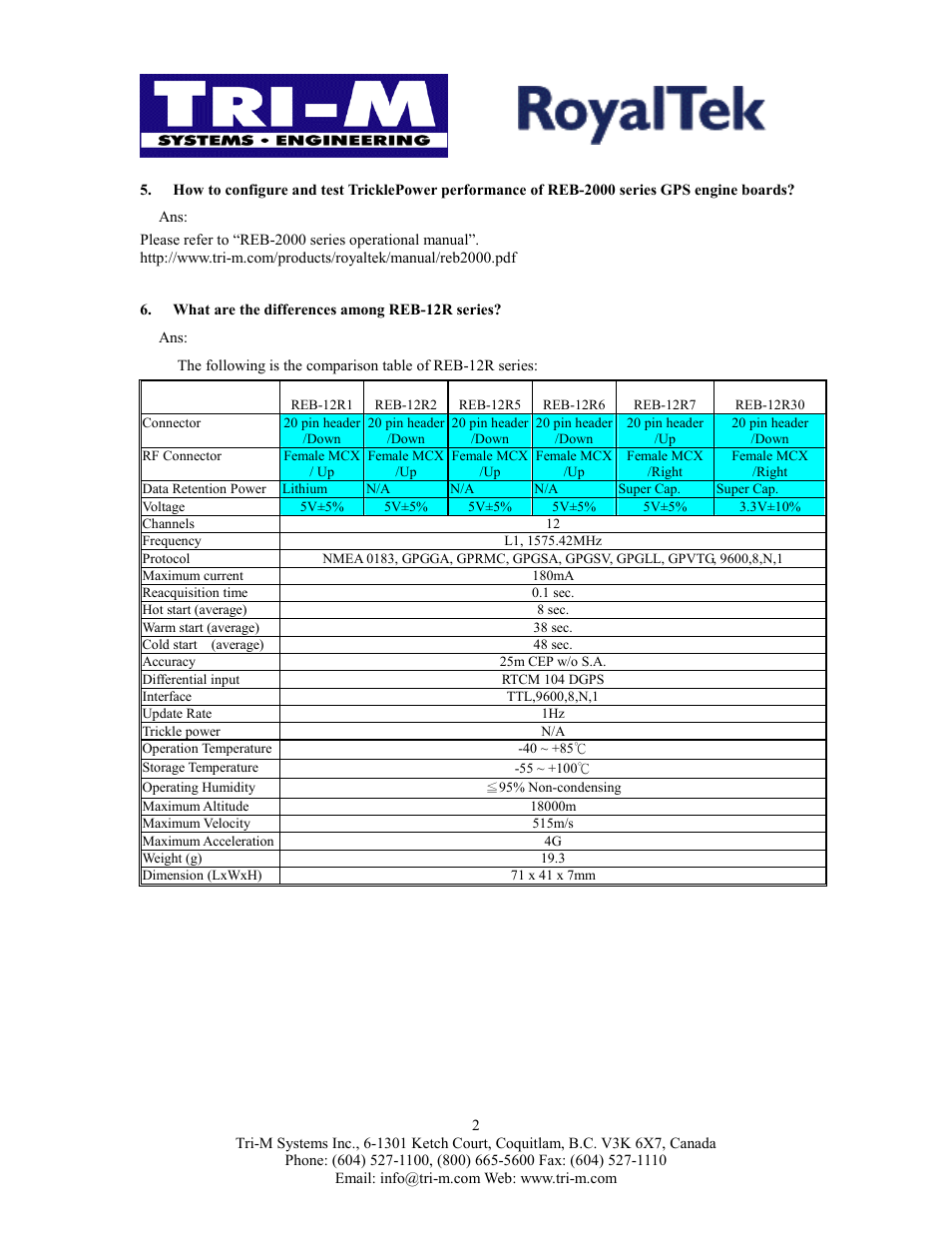 What are the differences among reb-12r series, Engine boards | Tri-M Systems REB 2000 User Manual | Page 3 / 6