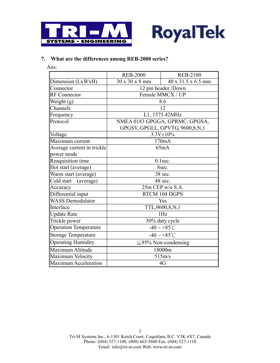 What are the differences among reb-2000 series | Tri-M Systems REB 2000 User Manual | Page 4 / 6