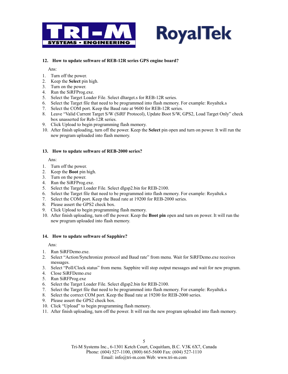 How to update software of reb-2000 series, How to update software of sapphire | Tri-M Systems REB 2000 User Manual | Page 6 / 6