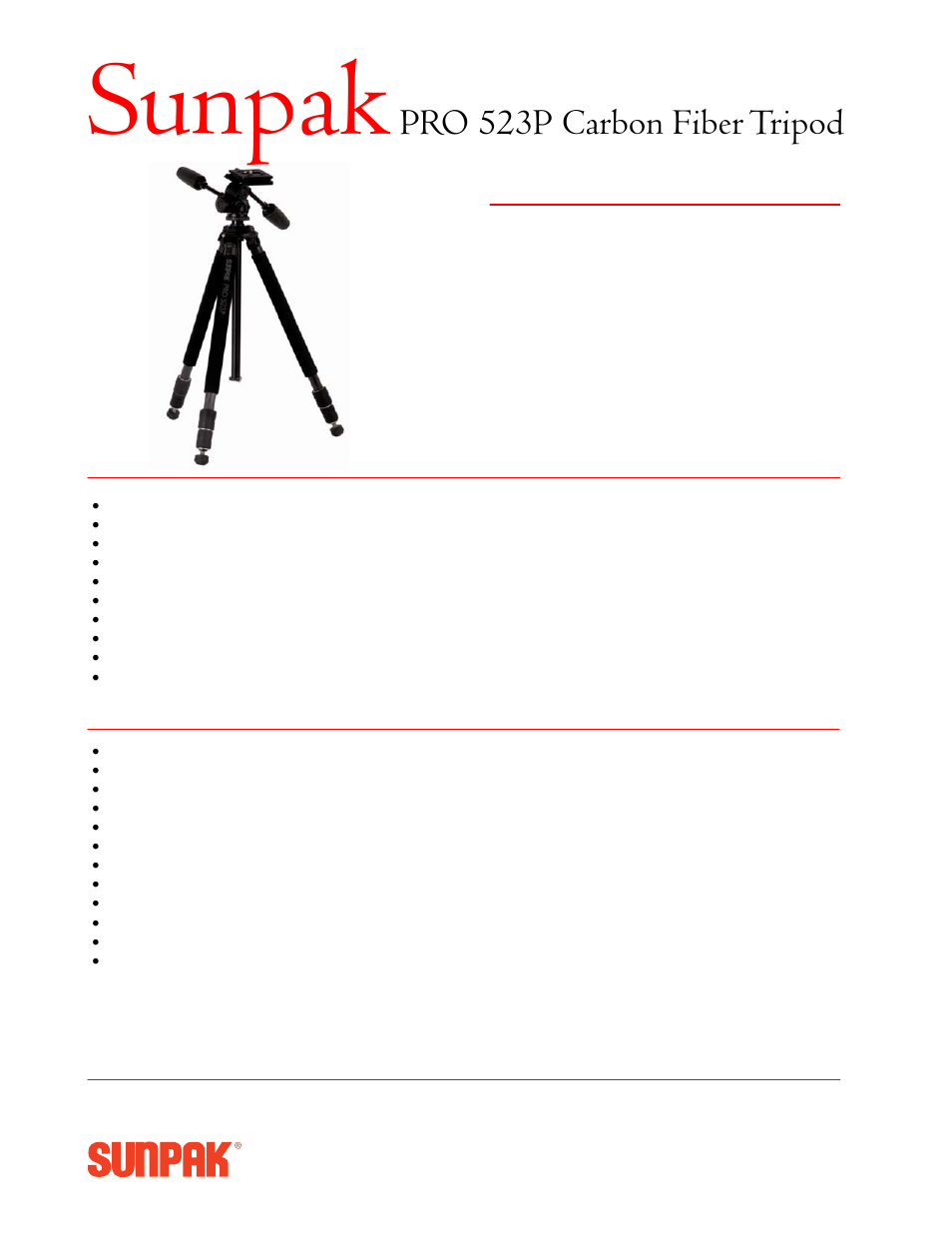 ToCAD SunpakPRO 523P Carbon FiberTripod CFT-P User Manual | 1 page