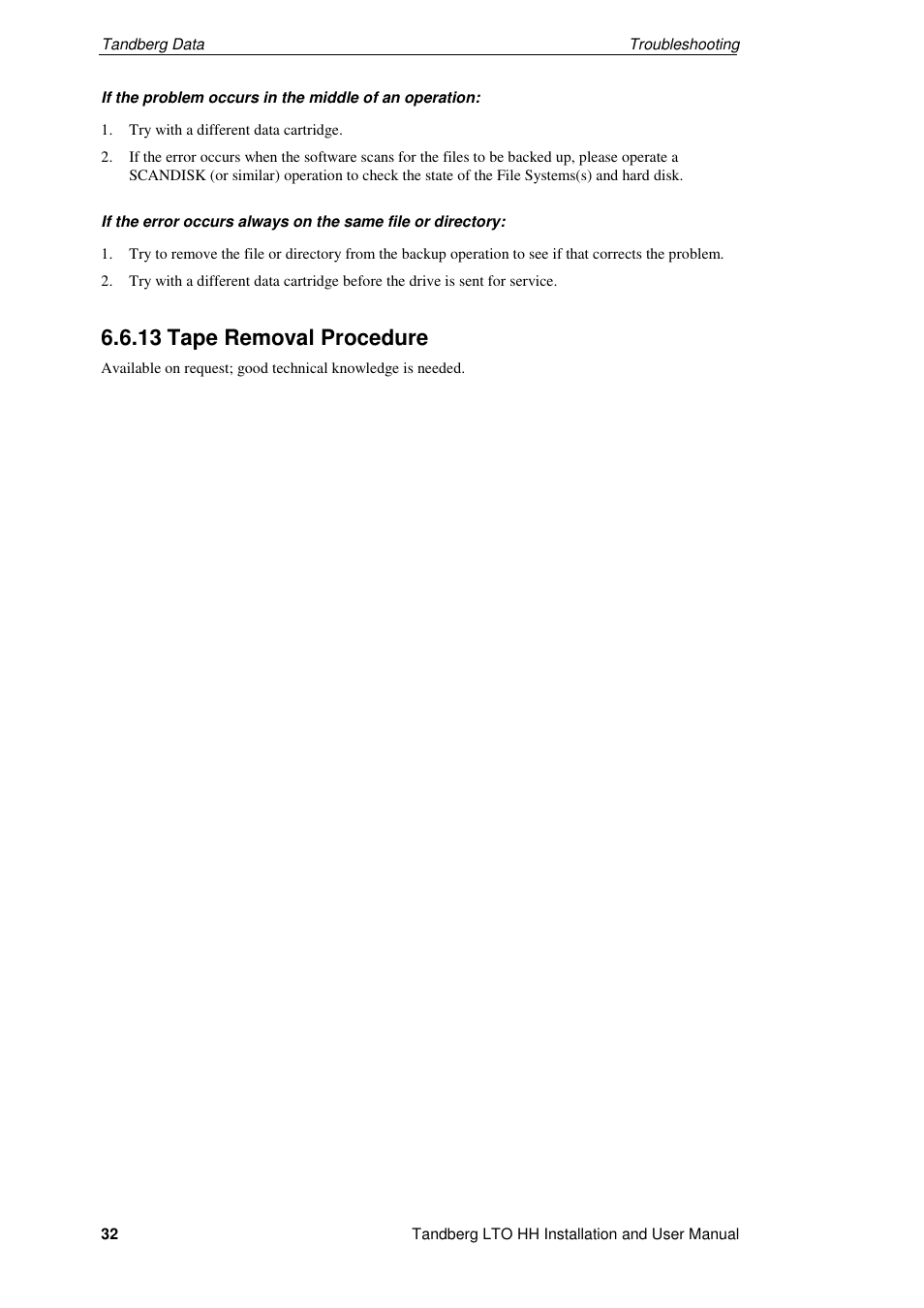 13 tape removal procedure | Tandberg Data LTO-2 HH User Manual | Page 36 / 40