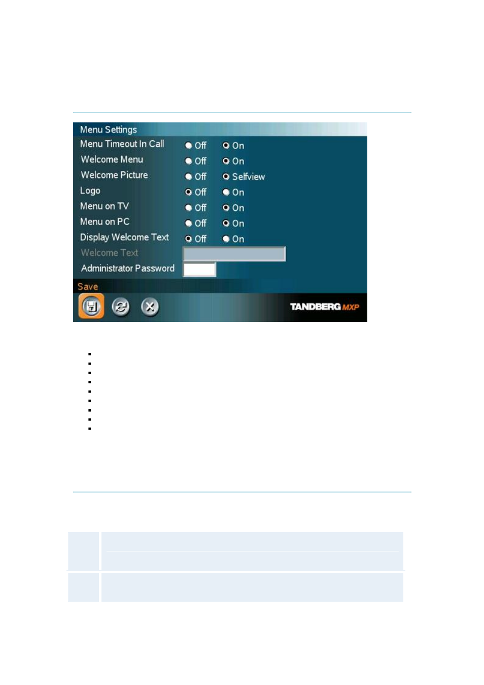 2 menu settings, 1 menu timeout in call | Tandberg Data 3000MXP User Manual | Page 72 / 150