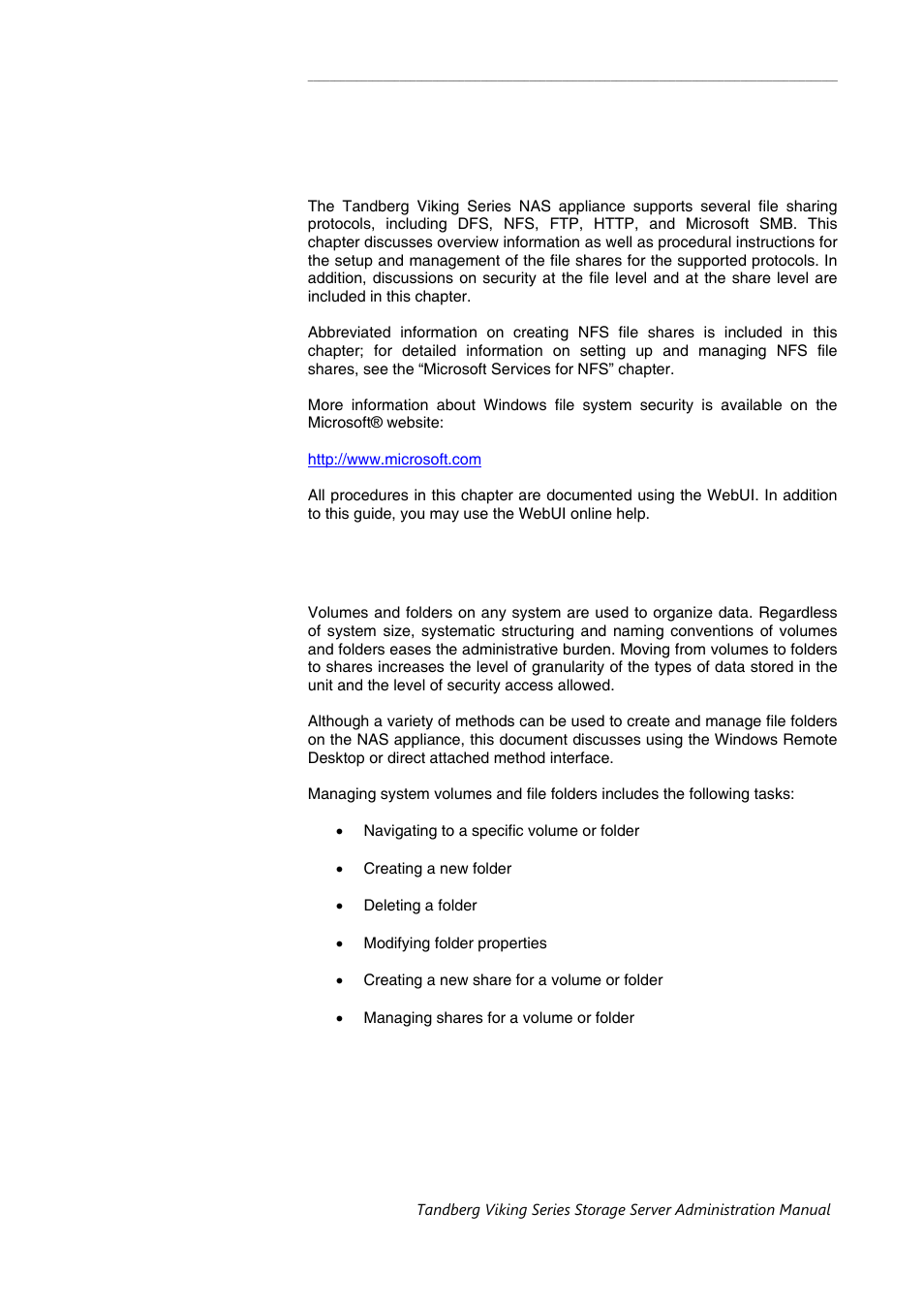 Folder & share management | Tandberg Data NAS Hardware Viking FS-1500 User Manual | Page 65 / 151