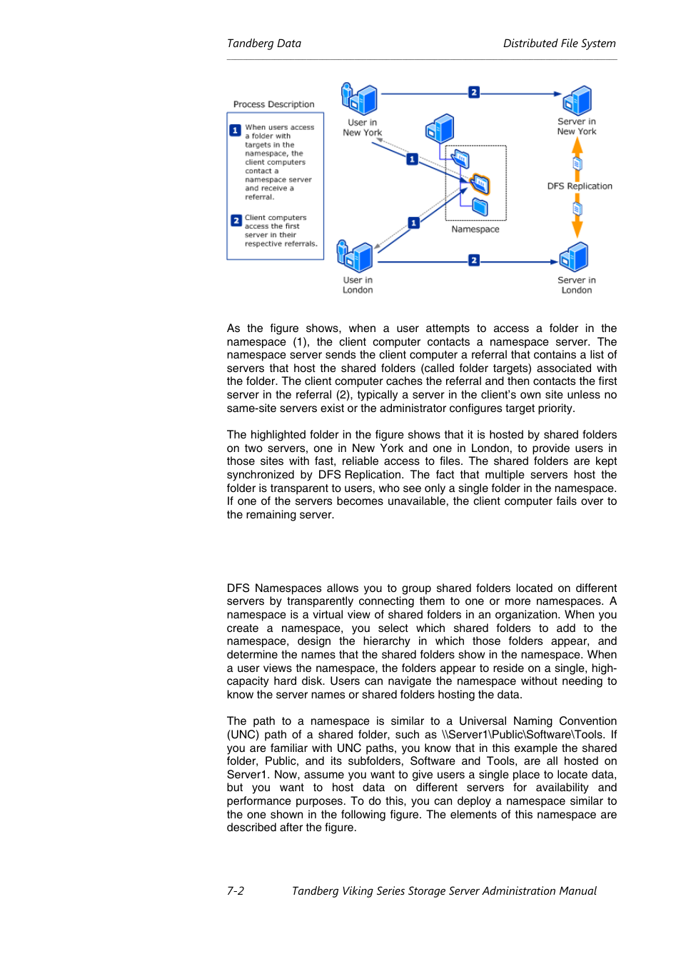 Dfs namespaces | Tandberg Data NAS Hardware Viking FS-1500 User Manual | Page 92 / 151