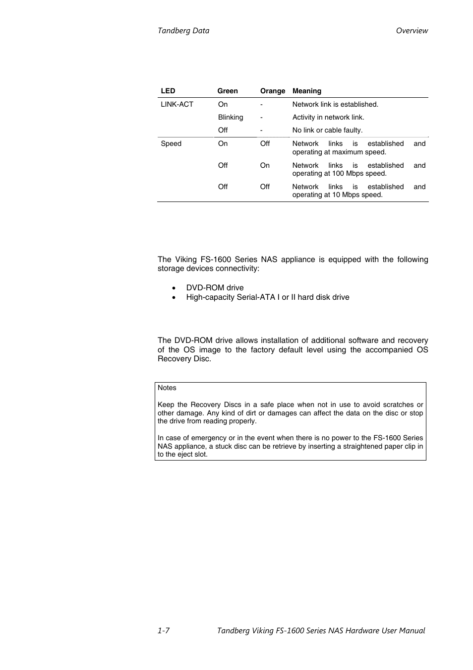 Rear panel led indicators (lan), Storage, Dvd-rom drive | Tandberg Data FS-1610 User Manual | Page 11 / 53
