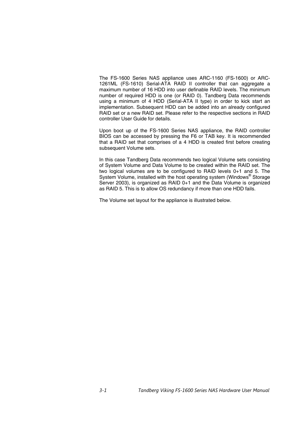 Raid configuration | Tandberg Data FS-1610 User Manual | Page 25 / 53
