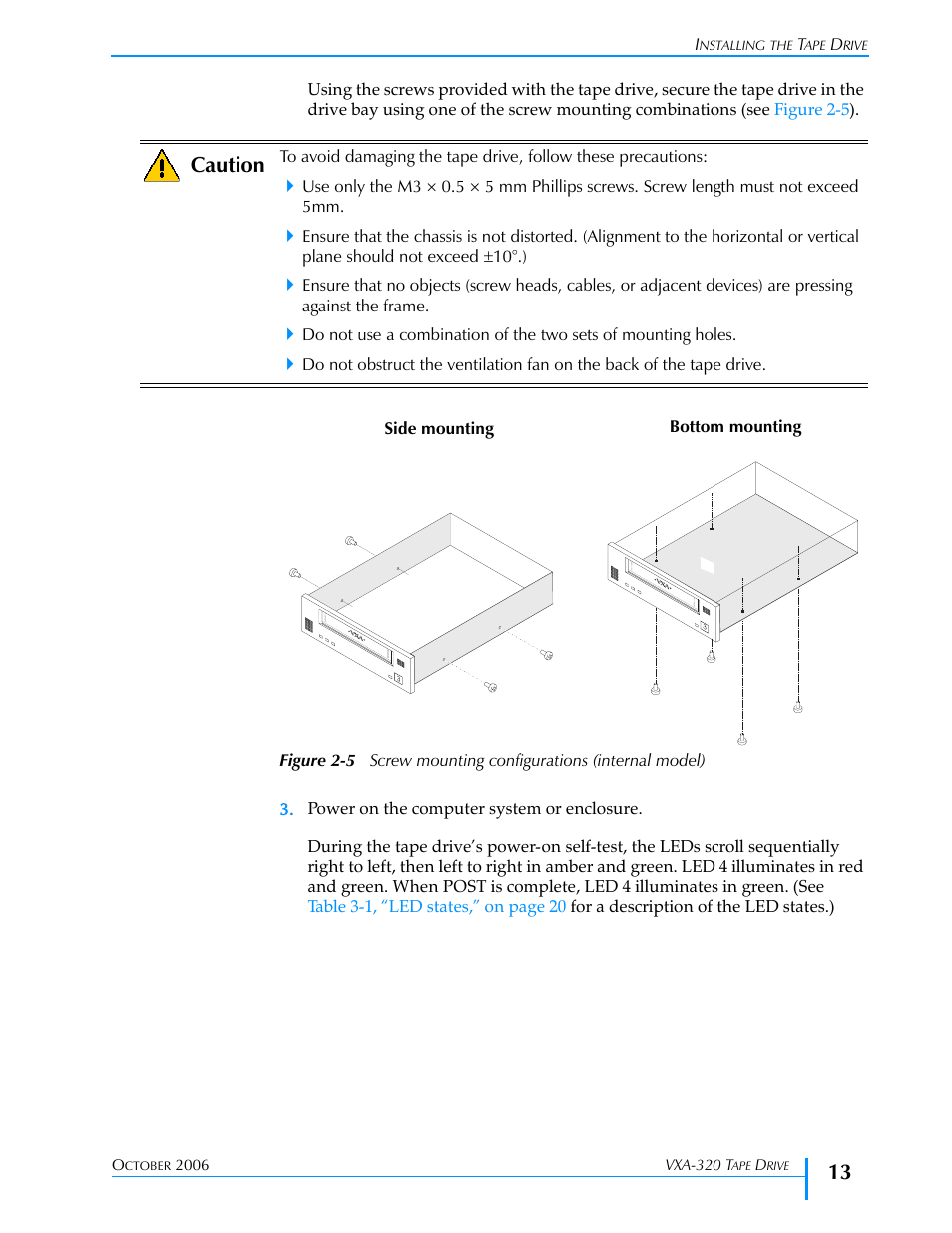 Figure 2-5, Caution | Tandberg Data VXA-320 (VXA-3) User Manual | Page 27 / 90