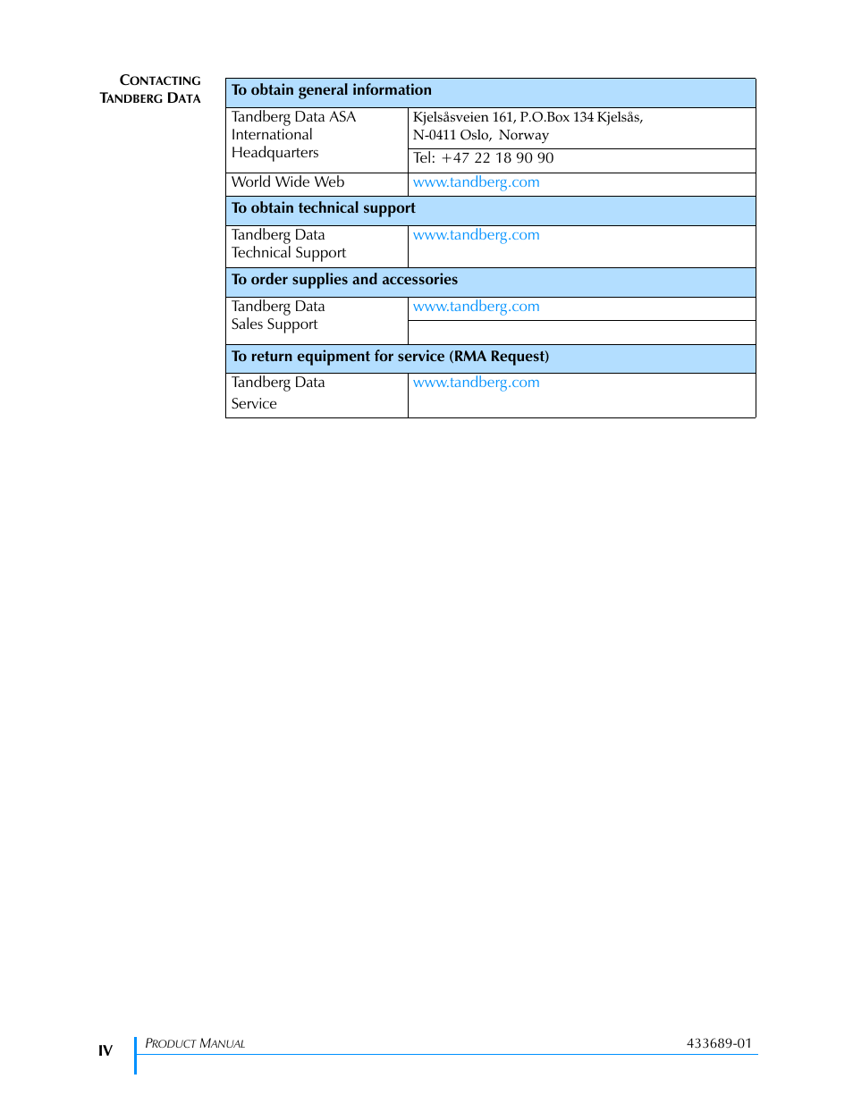 Tandberg Data VXA-320 (VXA-3) User Manual | Page 4 / 90