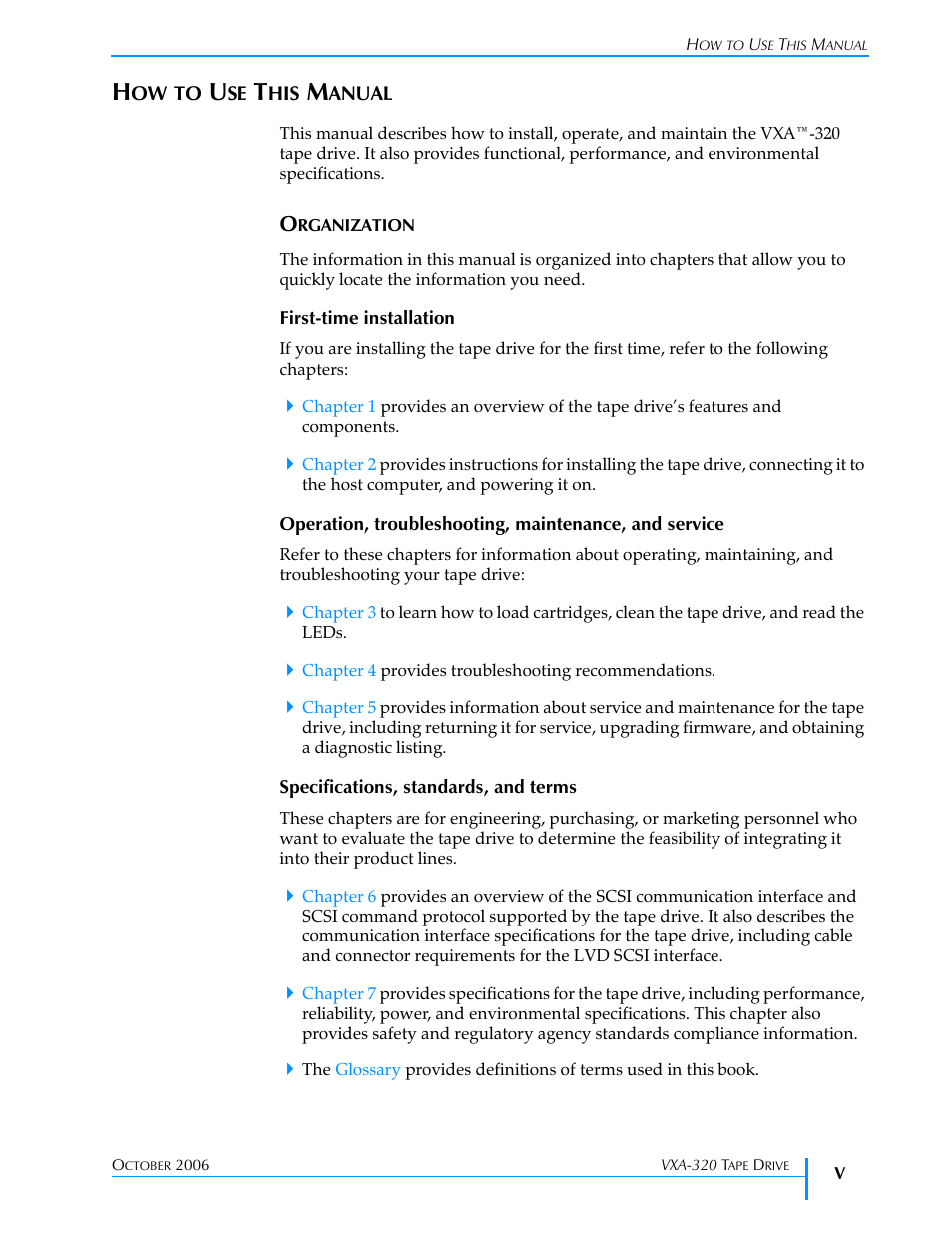 How to use this manual | Tandberg Data VXA-320 (VXA-3) User Manual | Page 5 / 90