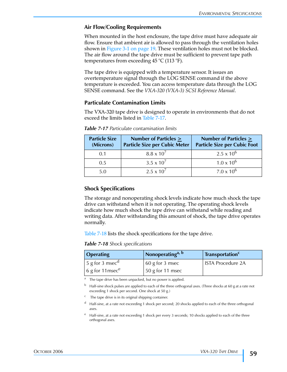 Table 7-17, Table 7-18 | Tandberg Data VXA-320 (VXA-3) User Manual | Page 73 / 90