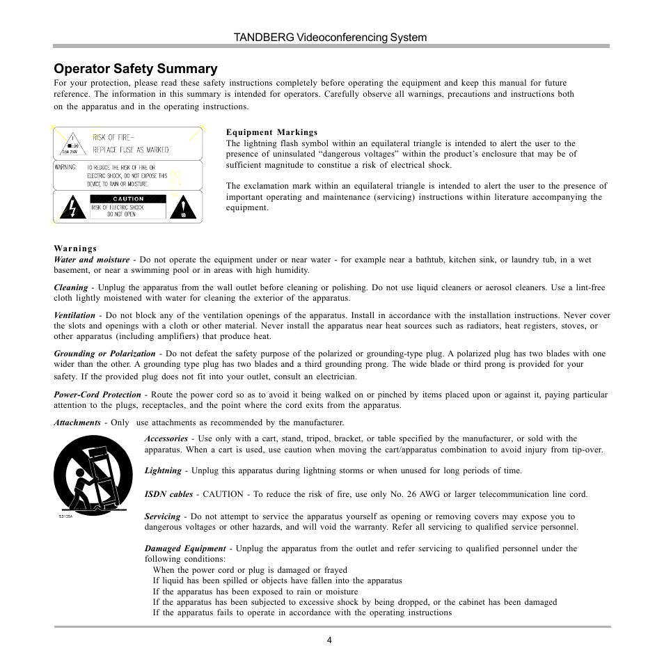 Operator safety summary | Tandberg Data 7000 User Manual | Page 4 / 118