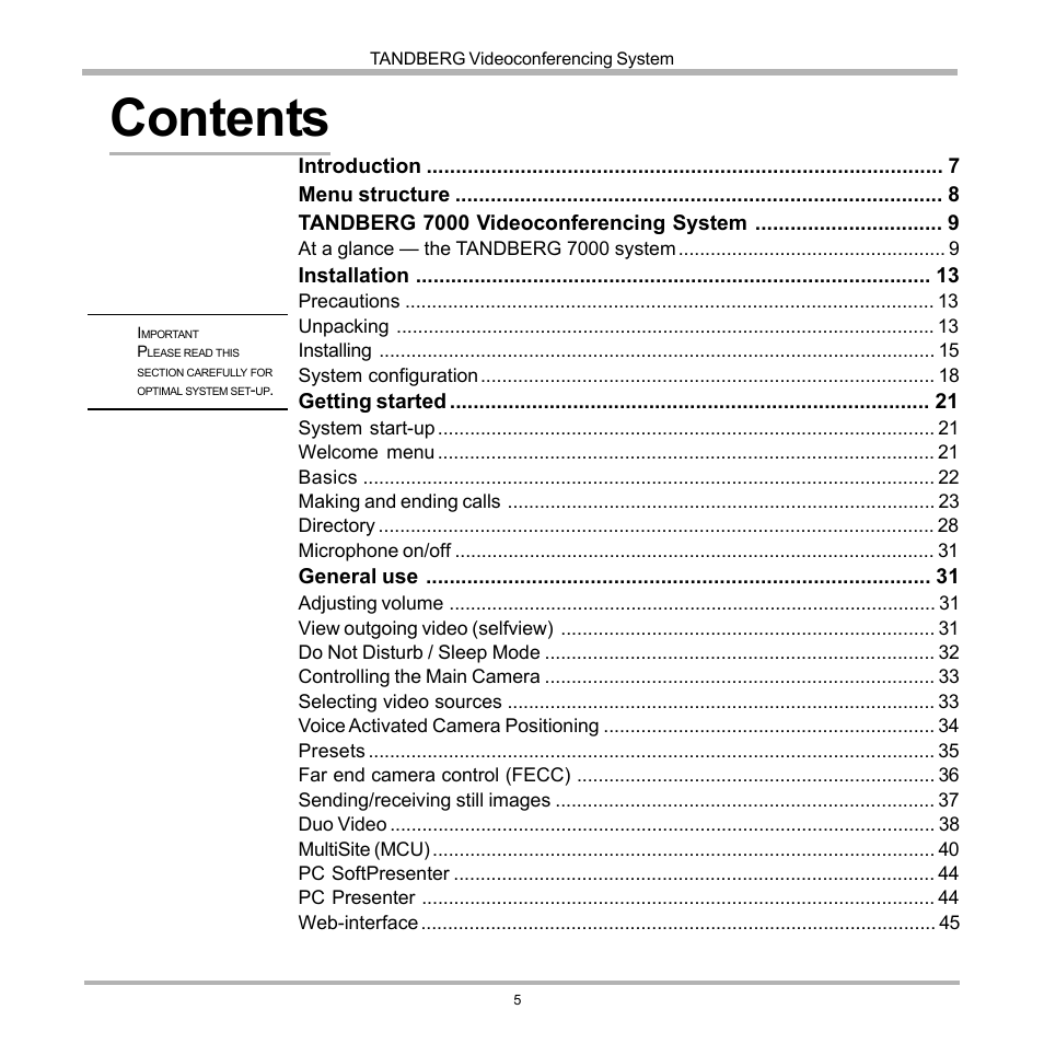 Tandberg Data 7000 User Manual | Page 5 / 118