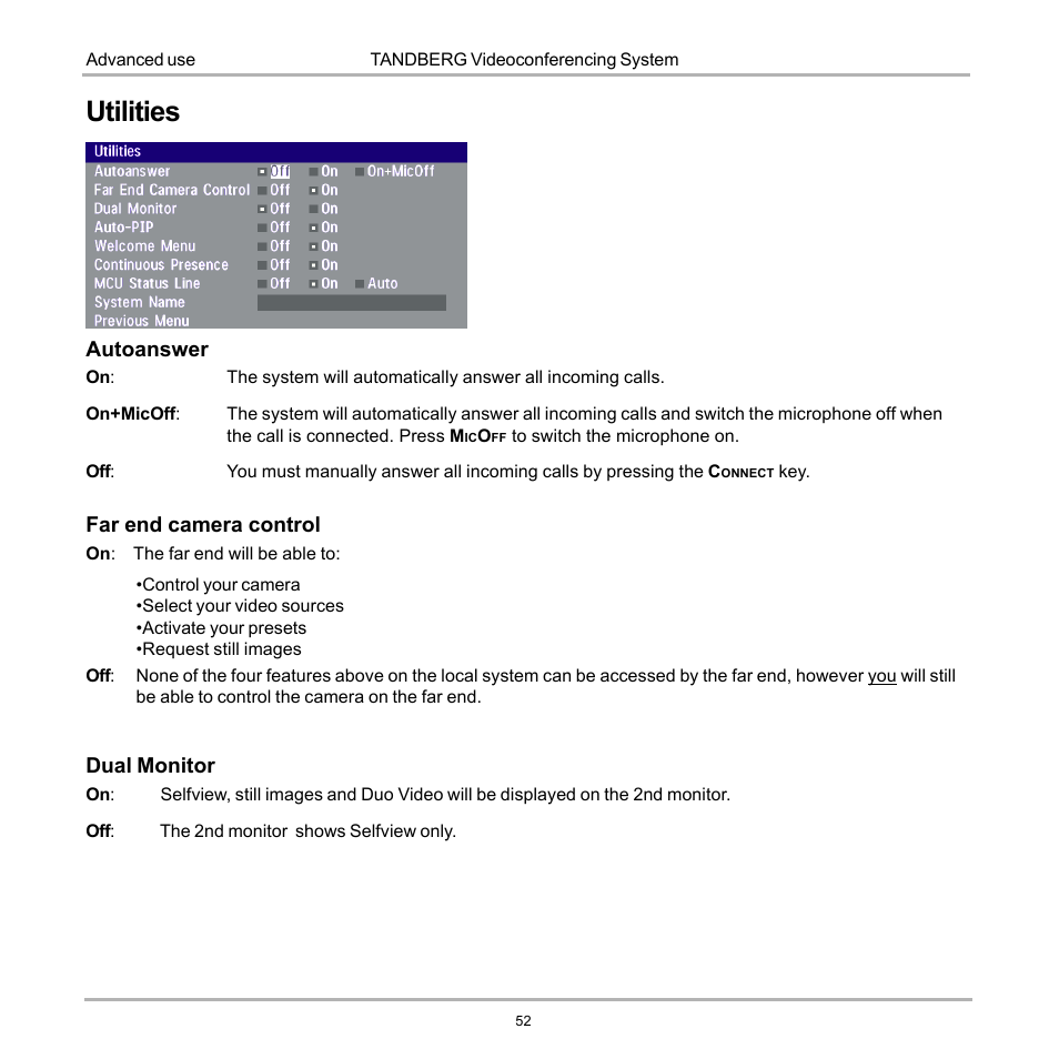 Utilities | Tandberg Data 7000 User Manual | Page 52 / 118