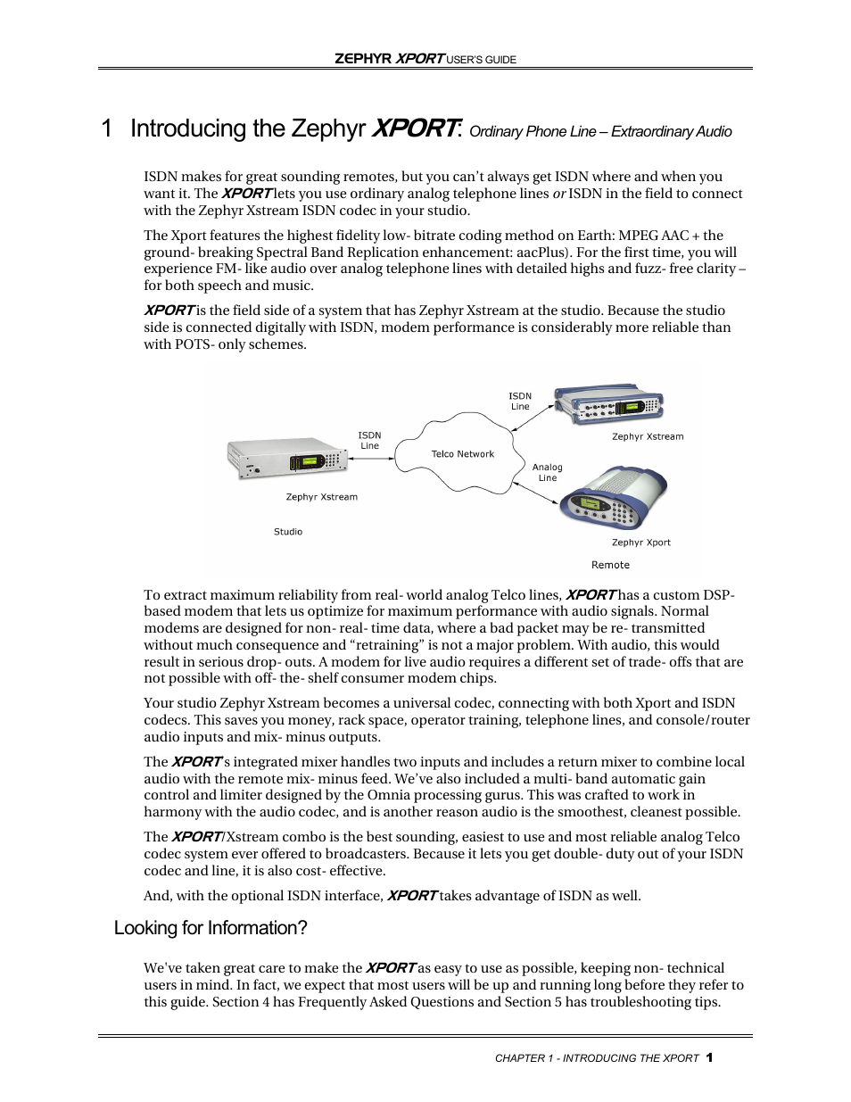 Xport, 1 introducing the zephyr, Looking for information | Telos Zephyr Xport User Manual | Page 11 / 57