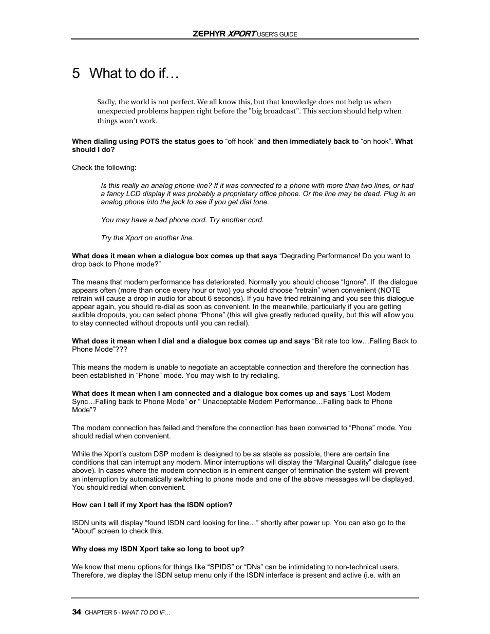 5 what to do if | Telos Zephyr Xport User Manual | Page 44 / 57