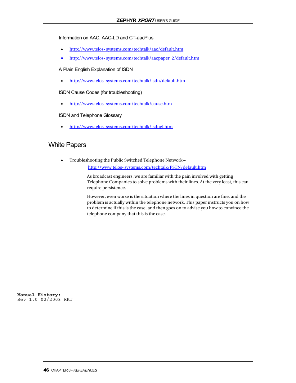 White papers | Telos Zephyr Xport User Manual | Page 56 / 57