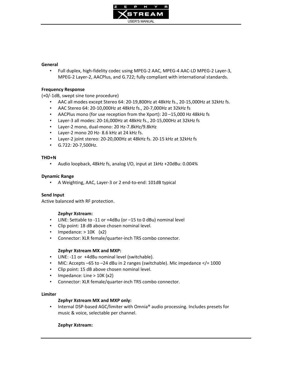 Chapter 14: specs & warranty | Telos Zephyr Xstream User Manual | Page 305 / 381
