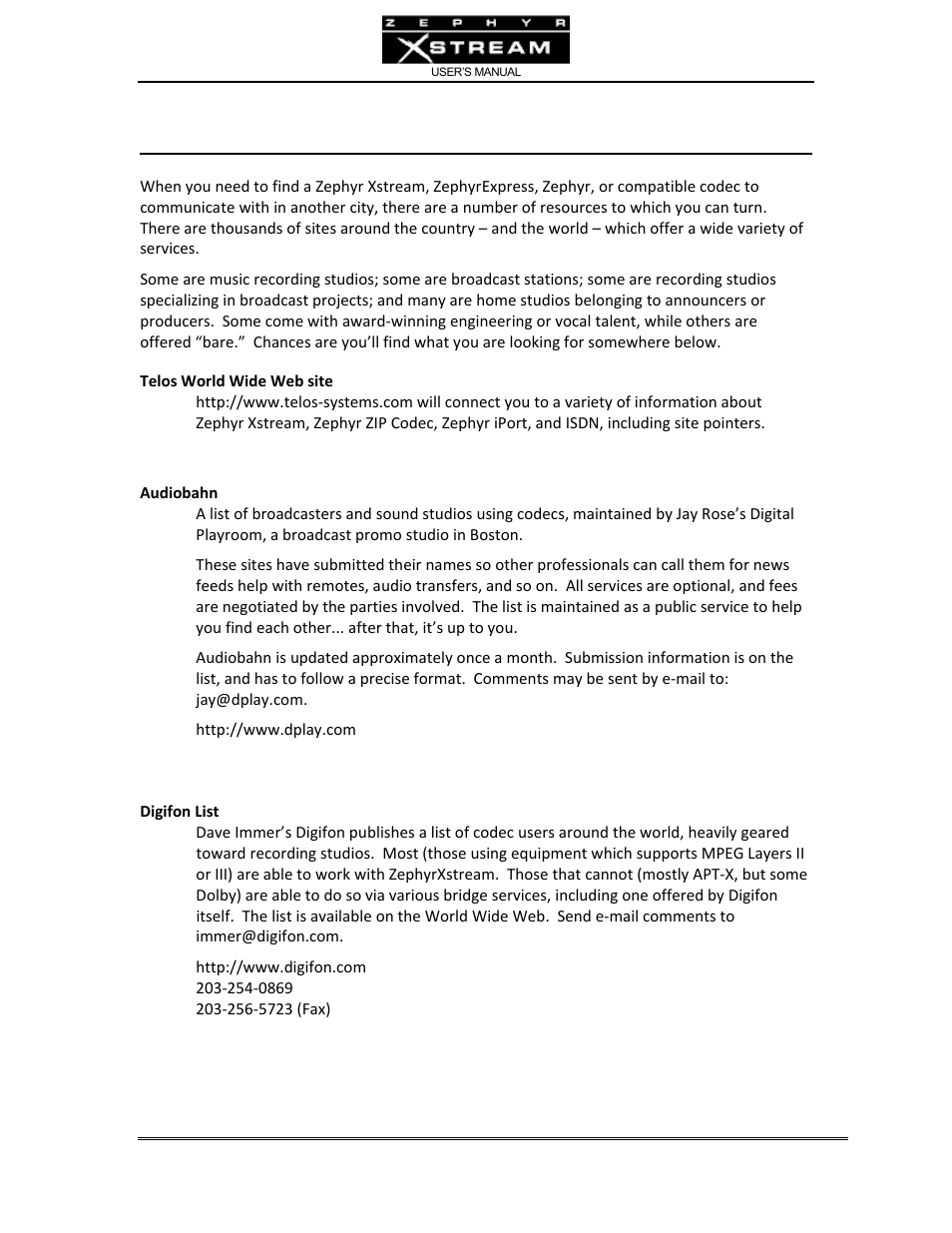 Appendix 2: finding public codec user lists | Telos Zephyr Xstream User Manual | Page 311 / 381