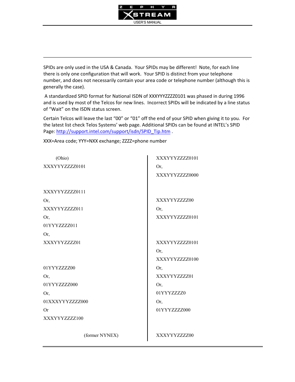 Appendix 4: known working spid formats by telco | Telos Zephyr Xstream User Manual | Page 321 / 381