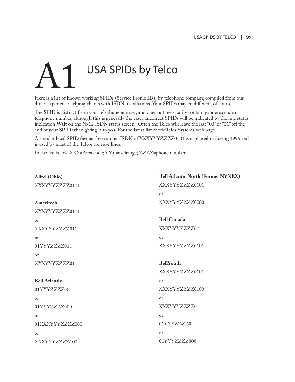Usa spids by telco | Telos NX12 User Manual | Page 109 / 133