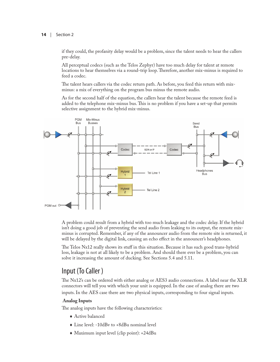 Input (to caller ) | Telos NX12 User Manual | Page 24 / 133