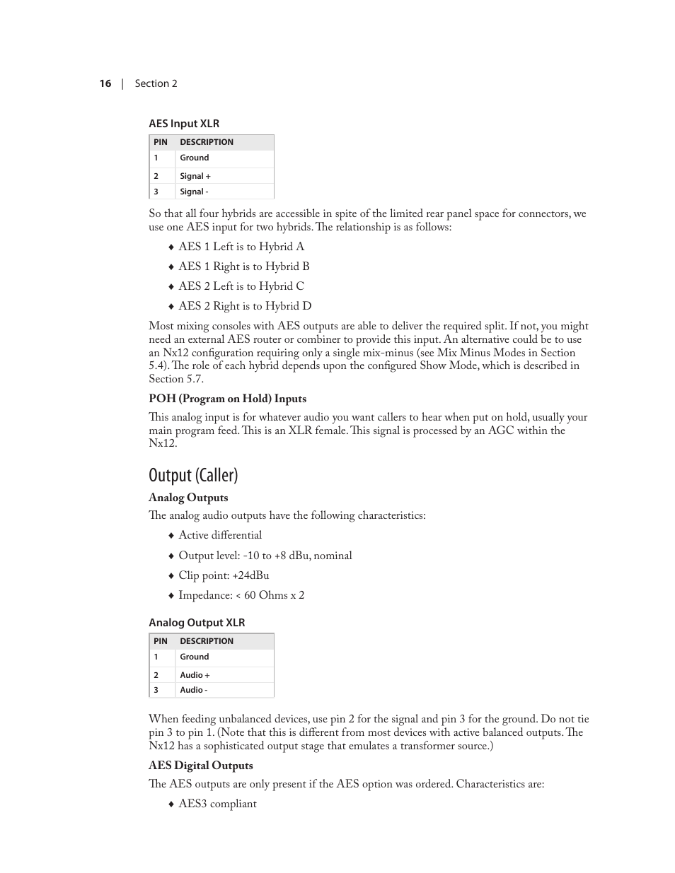 Output (caller) | Telos NX12 User Manual | Page 26 / 133