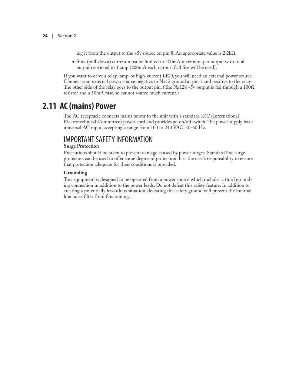 11 ac (mains) power, Important safety information | Telos NX12 User Manual | Page 34 / 133