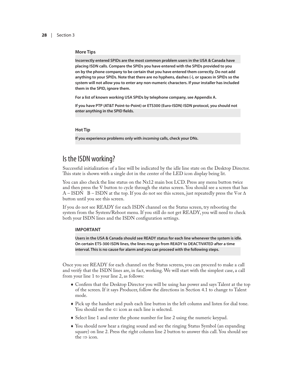 Is the isdn working | Telos NX12 User Manual | Page 38 / 133