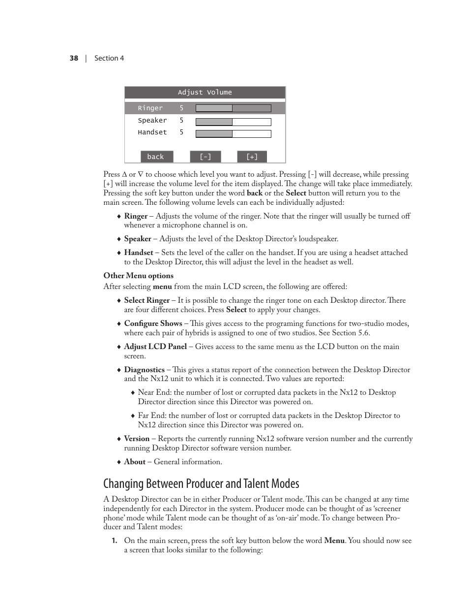 Changing between producer and talent modes | Telos NX12 User Manual | Page 48 / 133