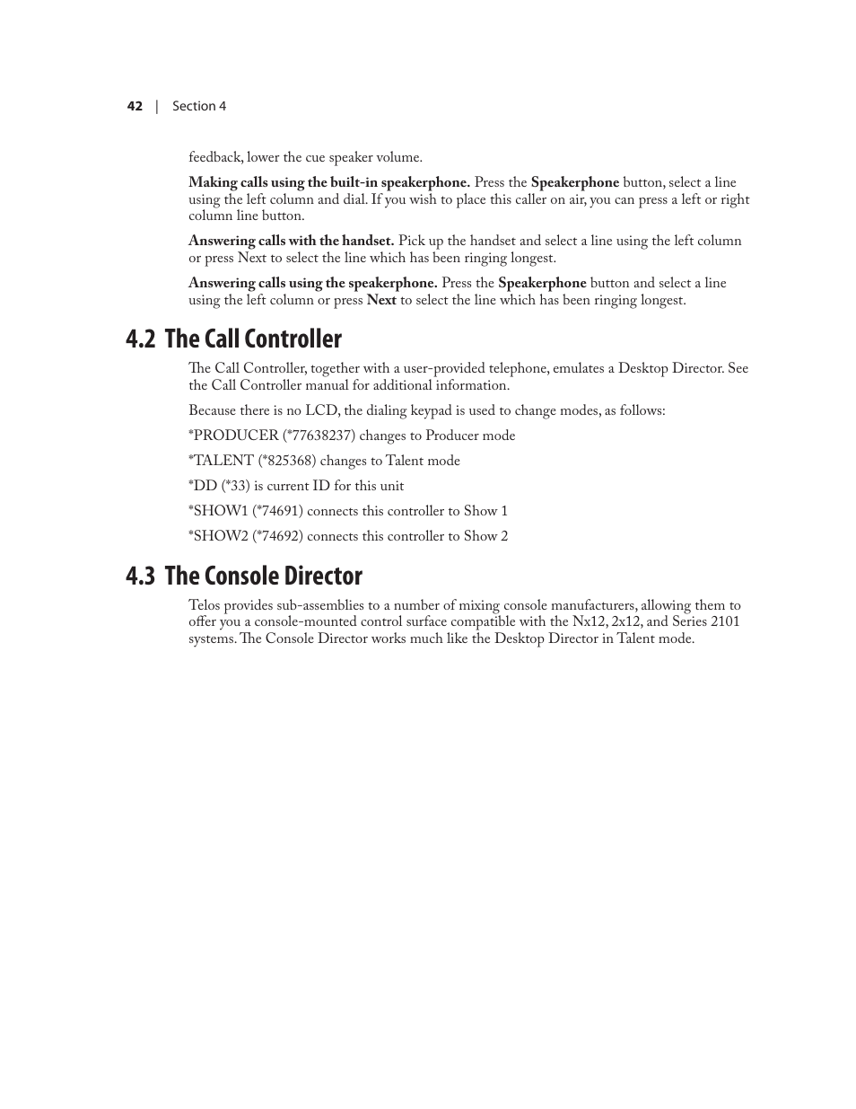 2 the call controller, 3 the console director | Telos NX12 User Manual | Page 52 / 133