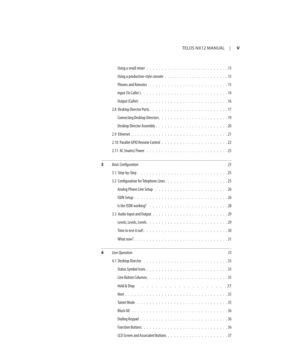 Telos NX12 User Manual | Page 6 / 133