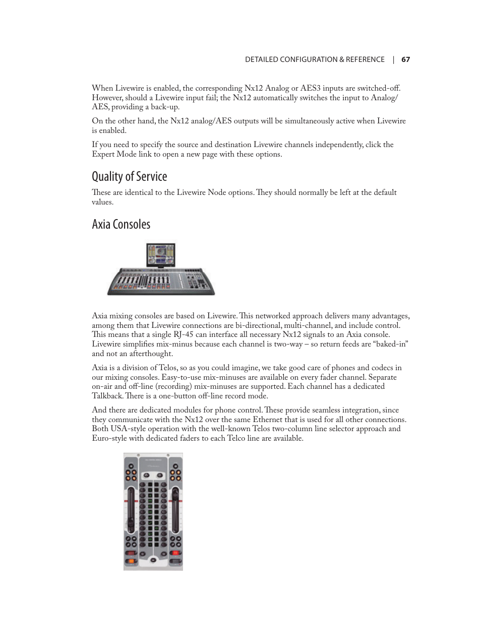 Quality of service, Axia consoles | Telos NX12 User Manual | Page 77 / 133