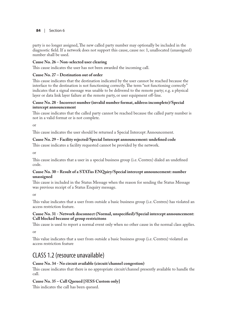 Class 1.2 (resource unavailable) | Telos NX12 User Manual | Page 94 / 133