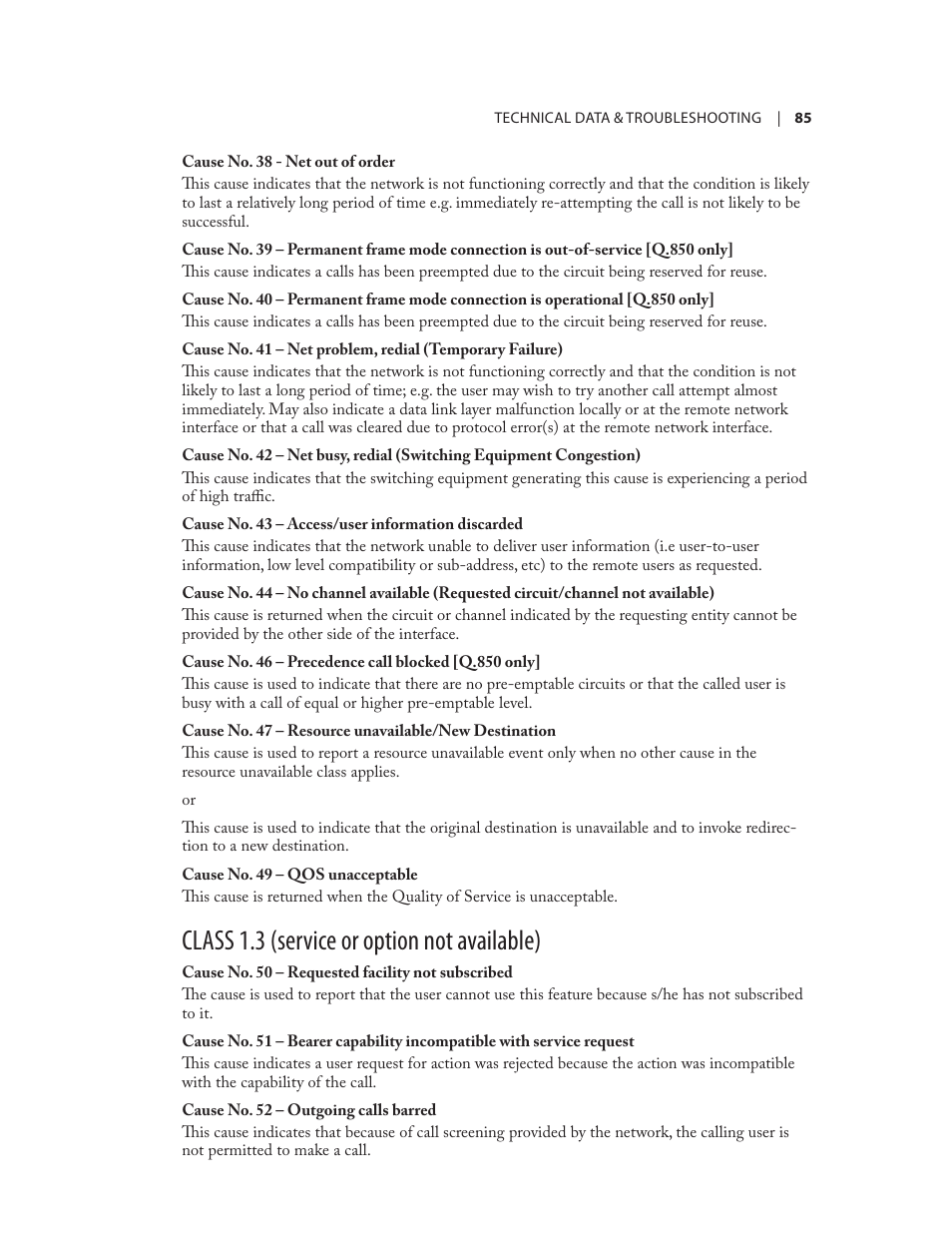 Class 1.3 (service or option not available) | Telos NX12 User Manual | Page 95 / 133