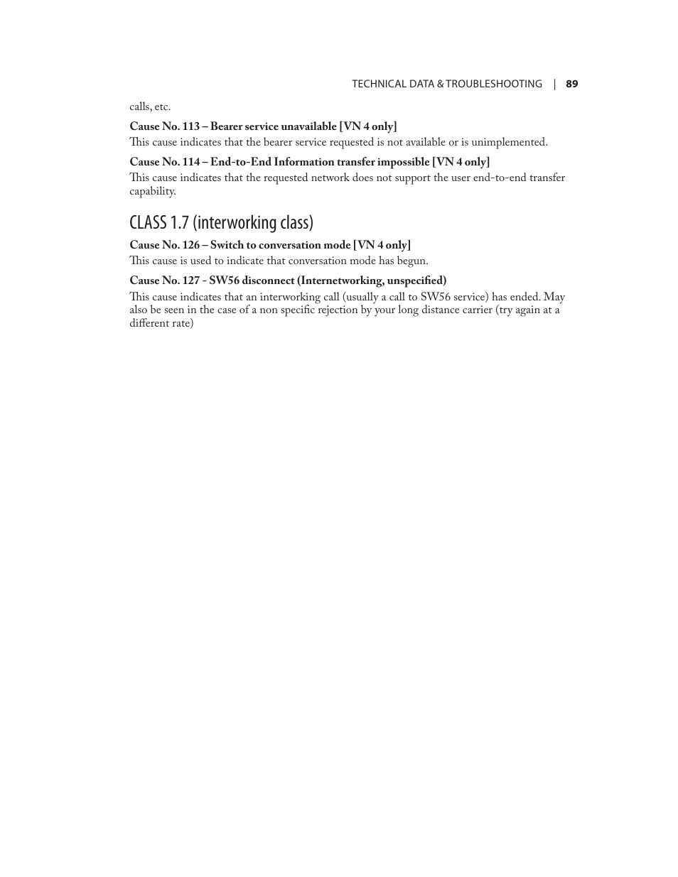 Class 1.7 (interworking class) | Telos NX12 User Manual | Page 99 / 133