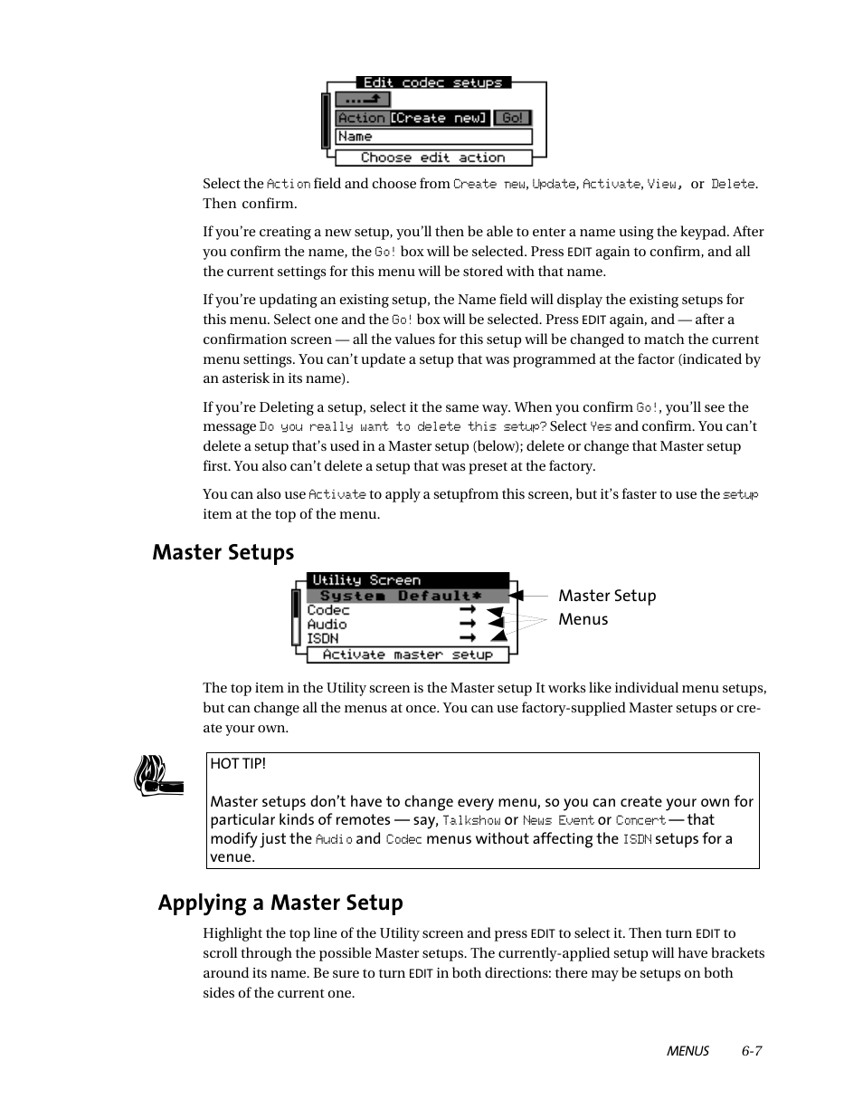 Master setups, Applying a master setup | Telos ZephyrExpress User Manual | Page 102 / 186