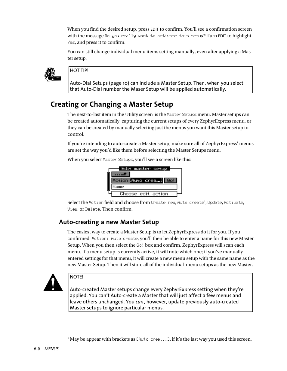 Creating or changing a master setup, Auto-creating a new master setup | Telos ZephyrExpress User Manual | Page 103 / 186