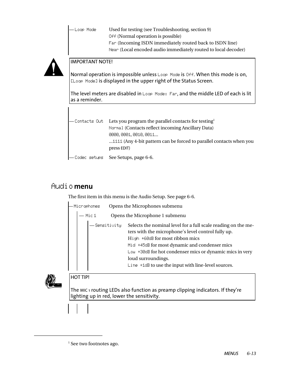 Audio menu | Telos ZephyrExpress User Manual | Page 108 / 186