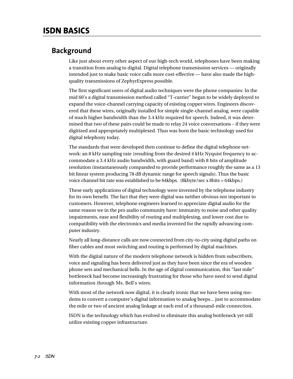 Isdn basics, Background | Telos ZephyrExpress User Manual | Page 117 / 186