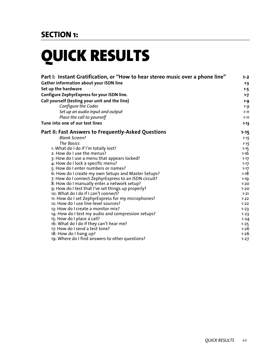 Quick results | Telos ZephyrExpress User Manual | Page 13 / 186
