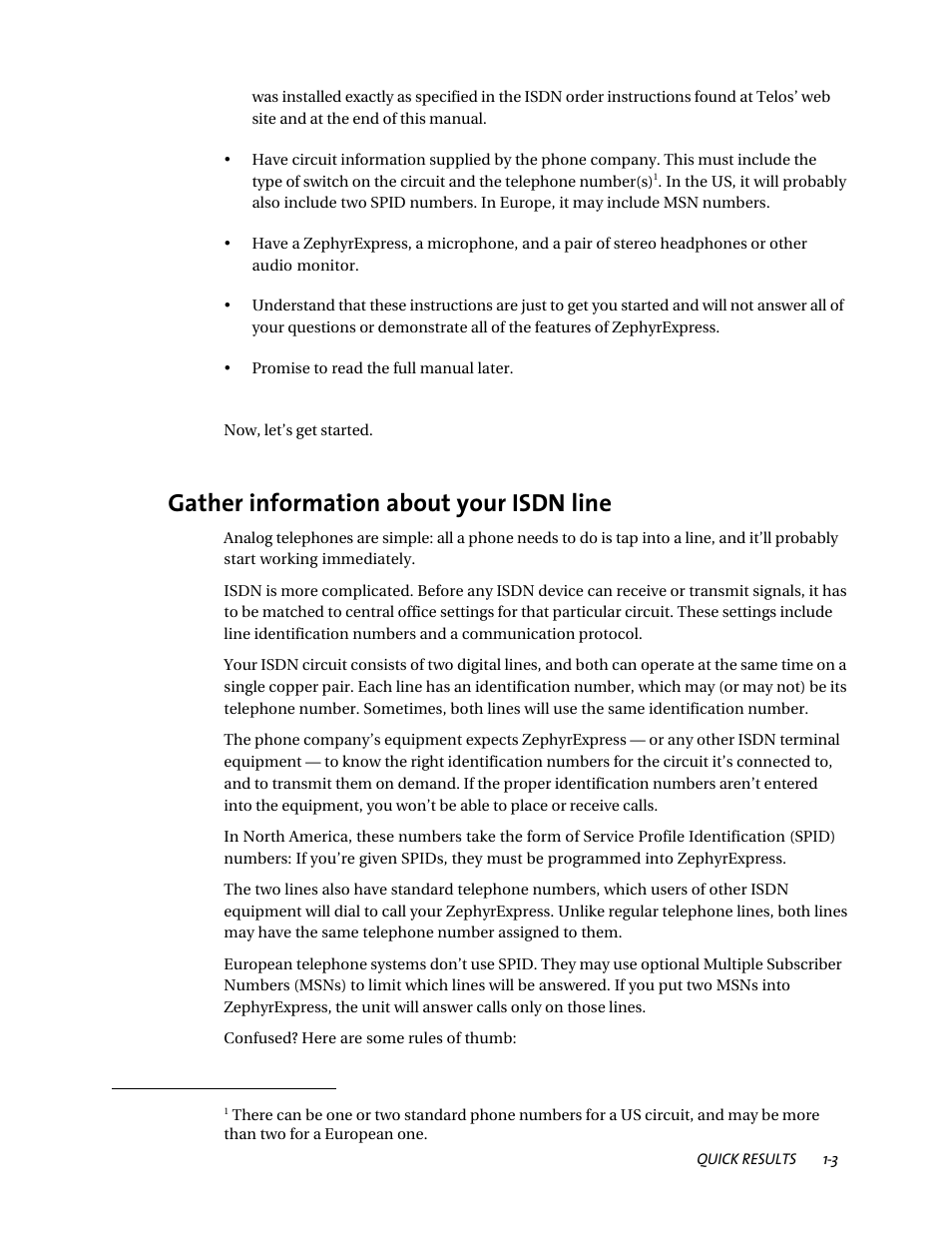 Gather information about your isdn line | Telos ZephyrExpress User Manual | Page 15 / 186